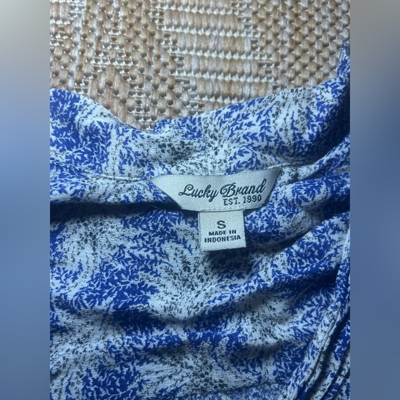 Lucky Brand Women's Tie Front Long Sleeve Print Peasant Blouse,Size Small - Picture 8 of 8
